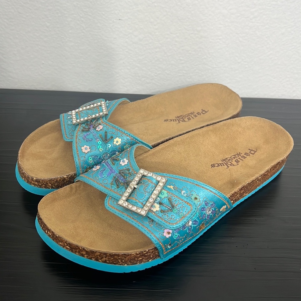Paris Blues Blue Slides 7 1/2